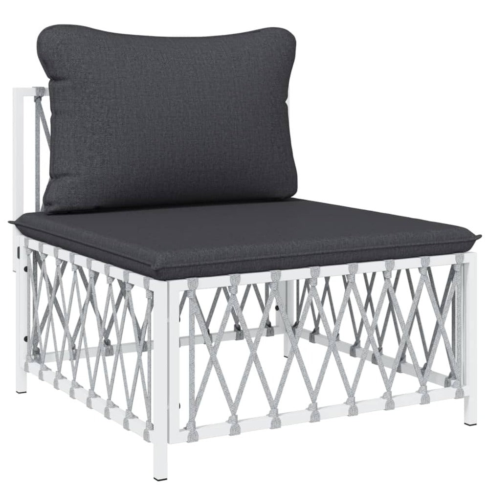 VIDAXL Salon De Jardin Avec Coussins 10 Pcs Blanc Acier