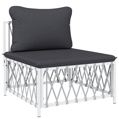 VIDAXL Salon De Jardin Avec Coussins 10 Pcs Blanc Acier