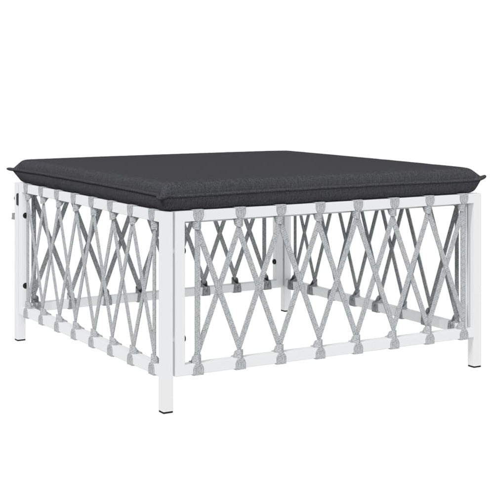 VIDAXL Salon De Jardin Avec Coussins 10 Pcs Blanc Acier