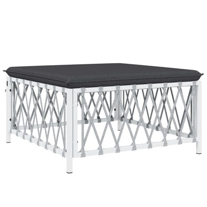 VIDAXL Salon De Jardin Avec Coussins 10 Pcs Blanc Acier