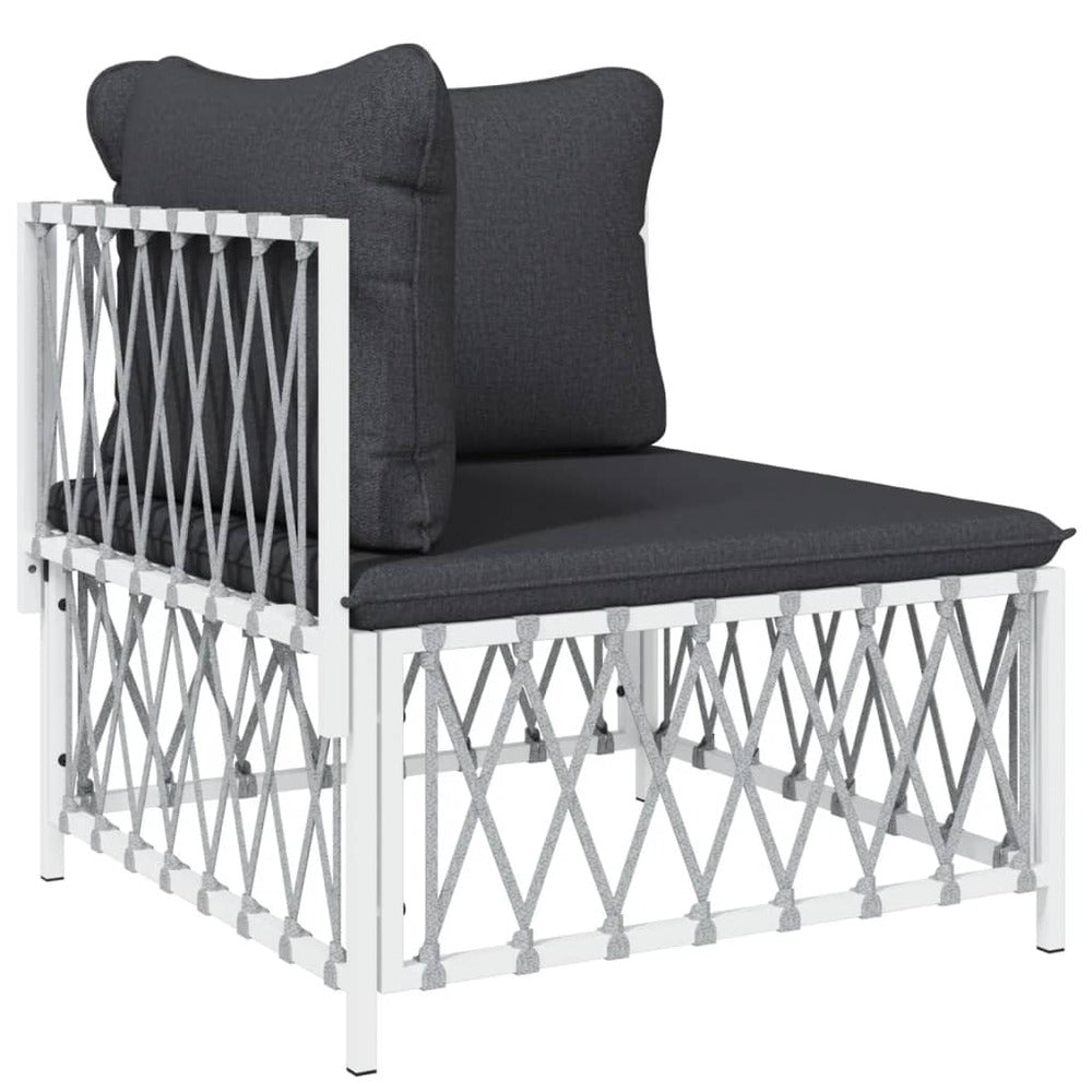 VIDAXL Salon De Jardin Avec Coussins 10 Pcs Blanc Acier