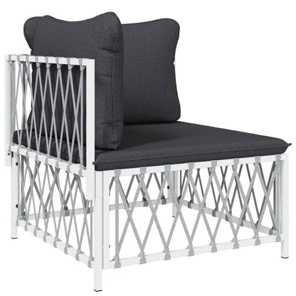 VIDAXL Salon De Jardin Avec Coussins 11 Pcs Blanc Acier