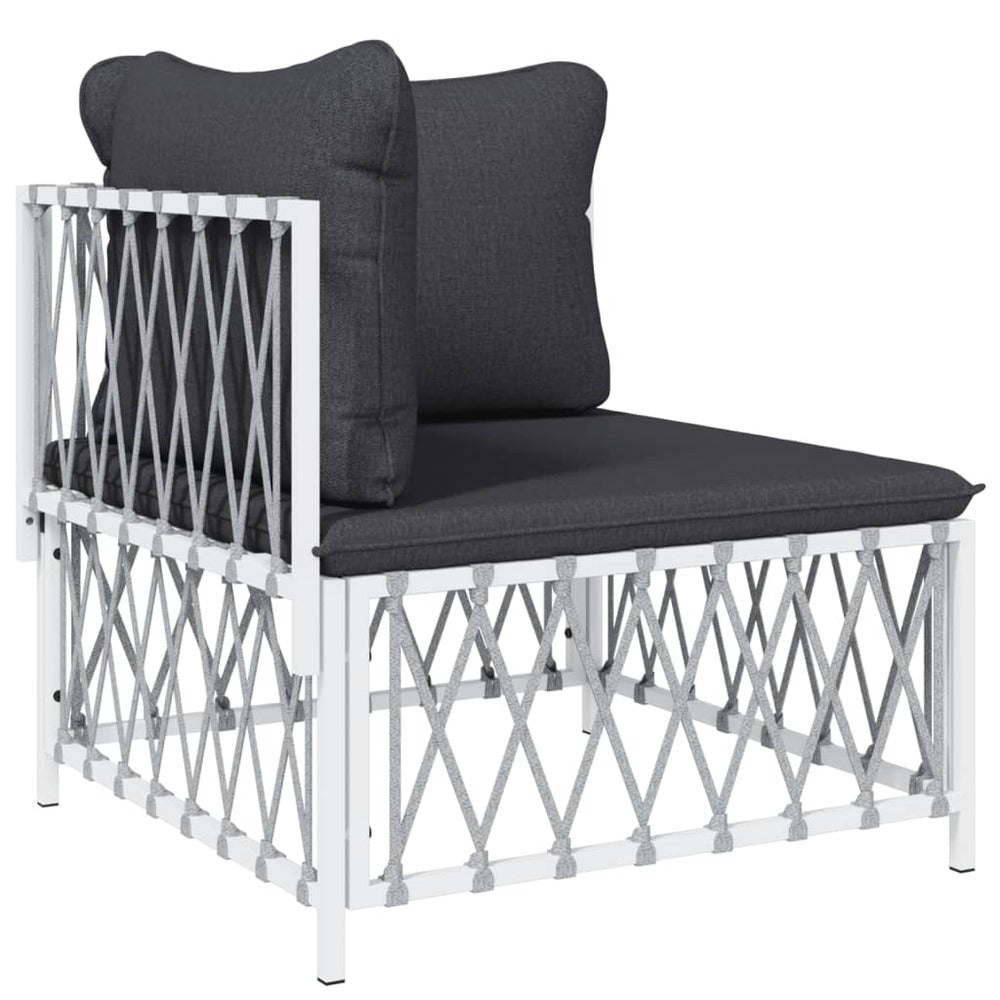 VIDAXL Salon De Jardin 8 Pcs Avec Coussins Blanc Acier