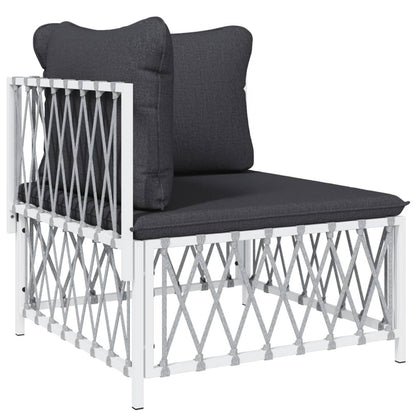 VIDAXL Salon De Jardin 8 Pcs Avec Coussins Blanc Acier