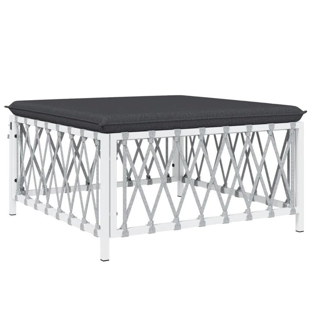 VIDAXL Salon De Jardin 8 Pcs Avec Coussins Blanc Acier