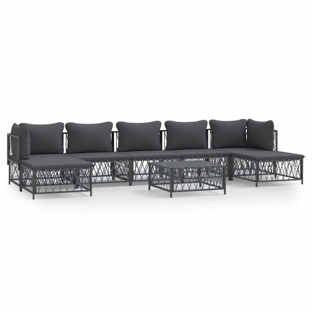 VIDAXL Salon De Jardin 8 Pcs Avec Coussins Anthracite Acier