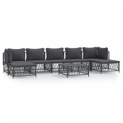 VIDAXL Salon De Jardin 8 Pcs Avec Coussins Anthracite Acier