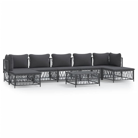VIDAXL Salon De Jardin 8 Pcs Avec Coussins Anthracite Acier