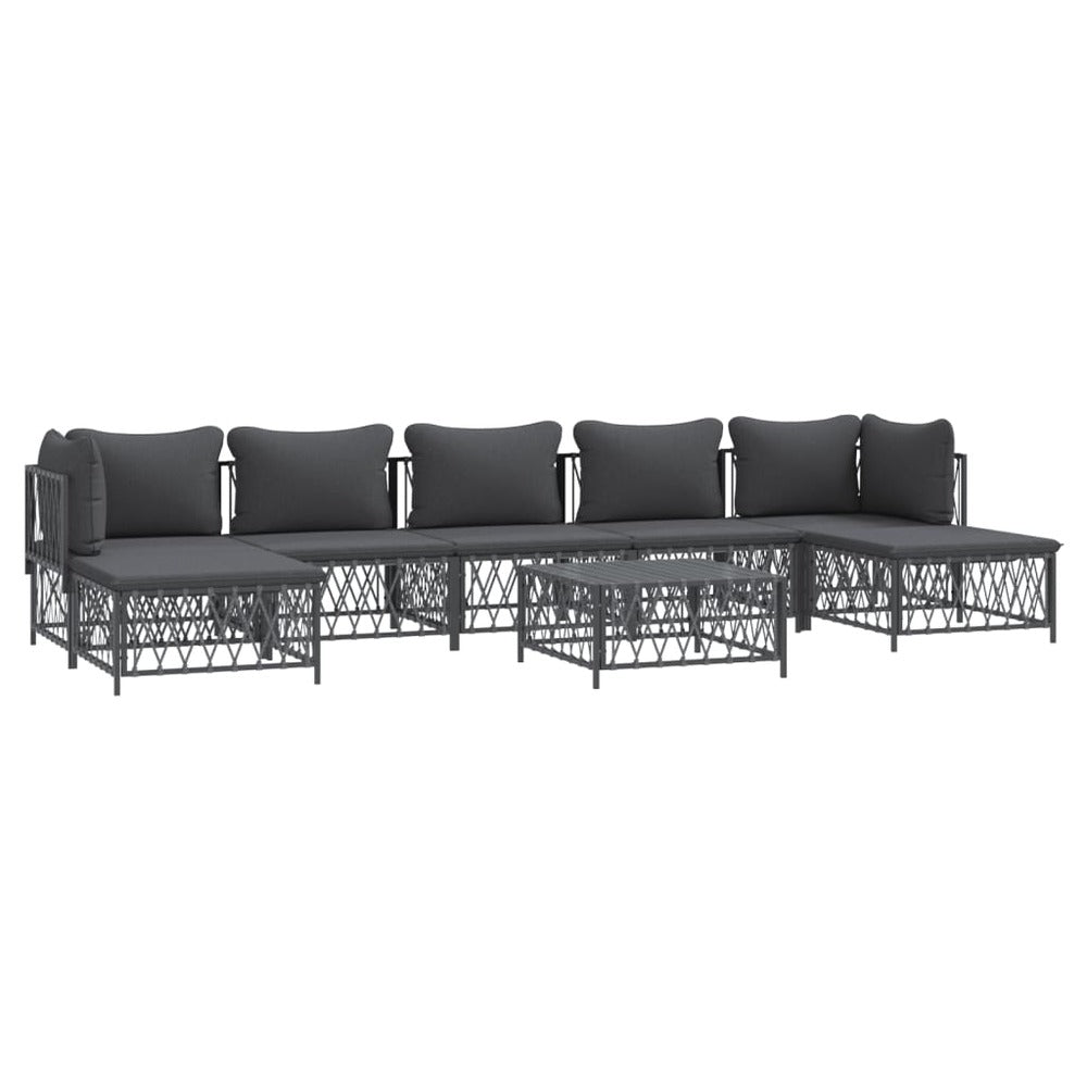 VIDAXL Salon De Jardin 8 Pcs Avec Coussins Anthracite Acier