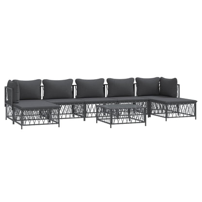 VIDAXL Salon De Jardin 8 Pcs Avec Coussins Anthracite Acier