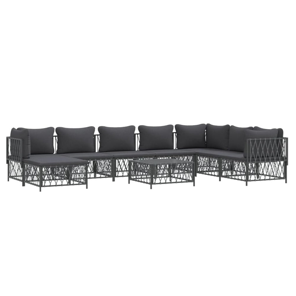 VIDAXL Salon De Jardin Avec Coussins 9 Pcs Anthracite Acier