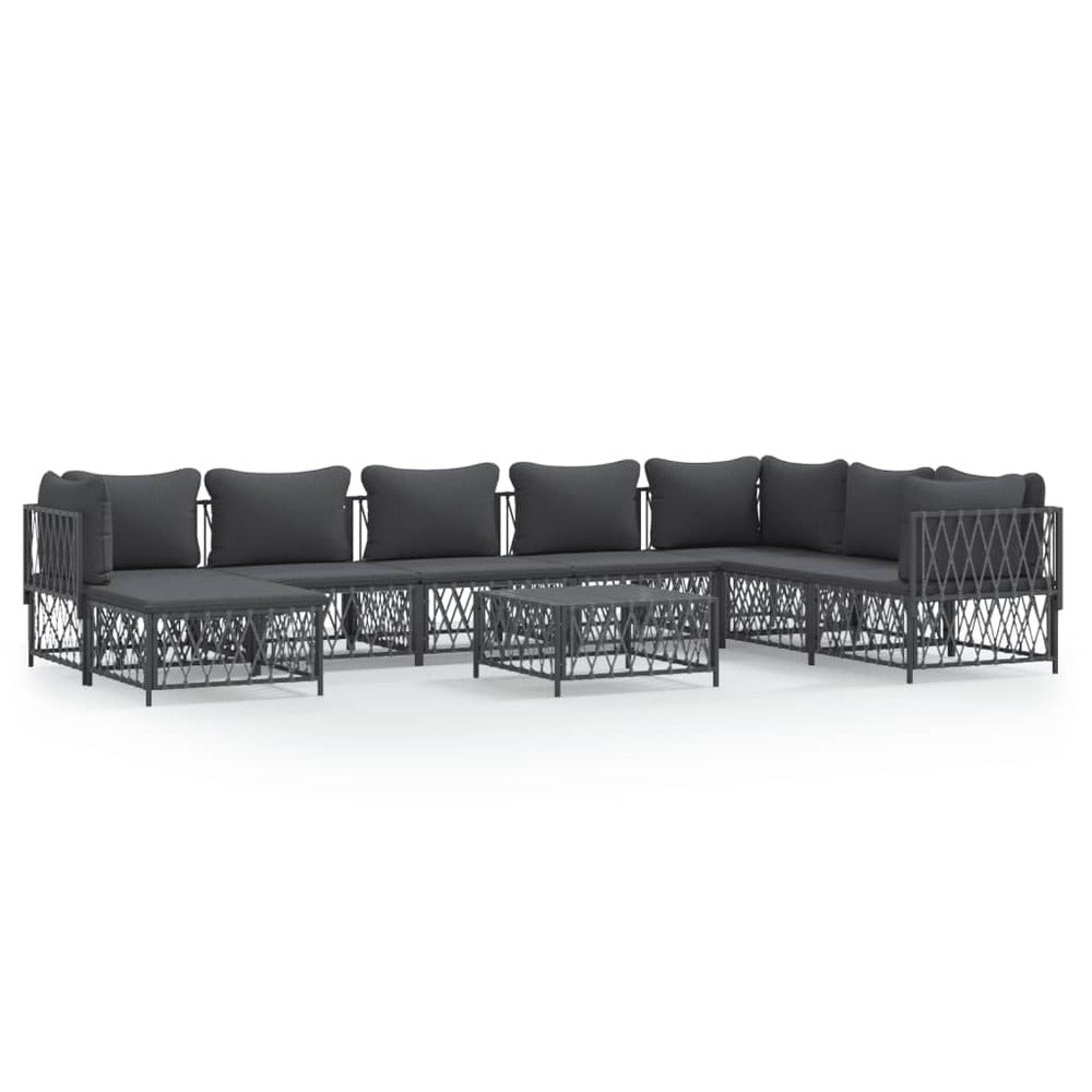 VIDAXL Salon De Jardin Avec Coussins 9 Pcs Anthracite Acier