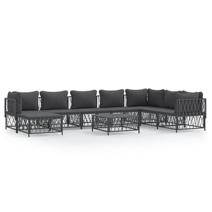VIDAXL Salon De Jardin Avec Coussins 9 Pcs Anthracite Acier
