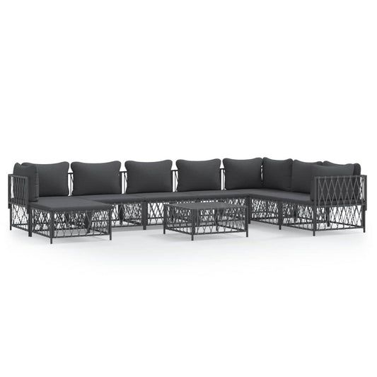 VIDAXL Salon De Jardin Avec Coussins 9 Pcs Anthracite Acier