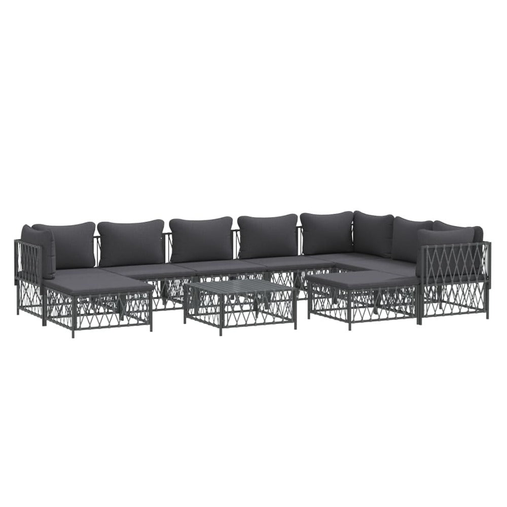 VIDAXL Salon De Jardin Avec Coussins 10 Pcs Anthracite Acier