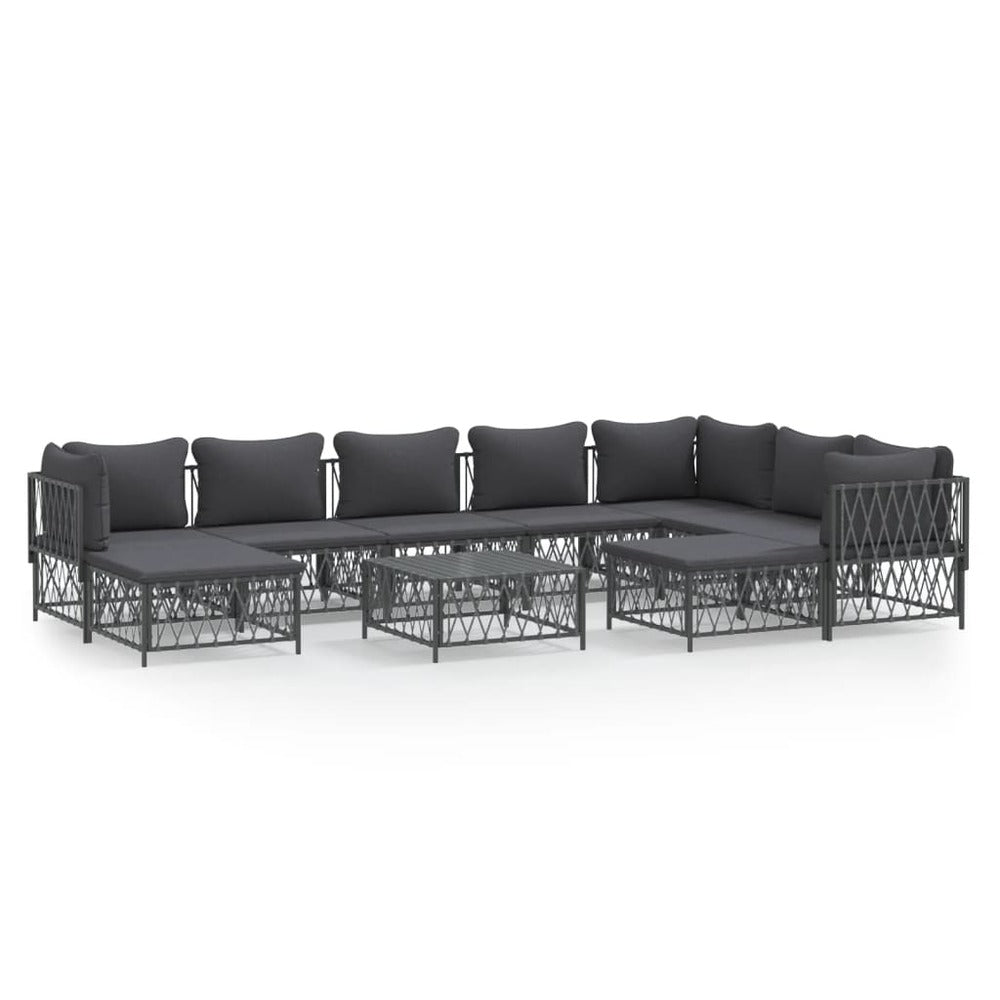 VIDAXL Salon De Jardin Avec Coussins 10 Pcs Anthracite Acier