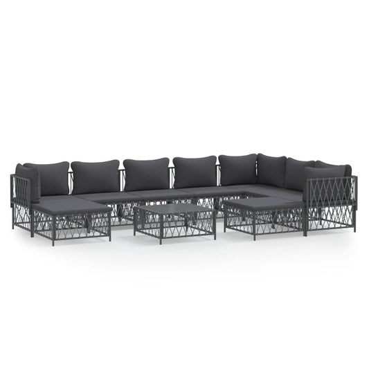 VIDAXL Salon De Jardin Avec Coussins 10 Pcs Anthracite Acier