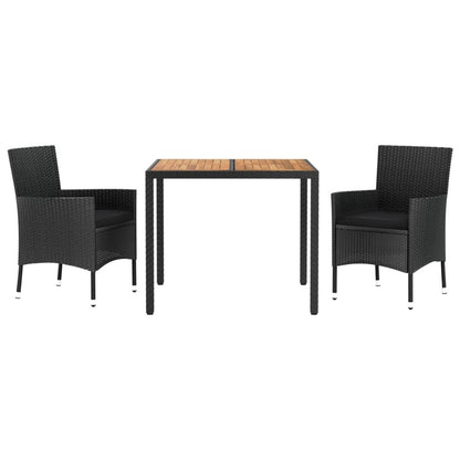 VIDAXL Ensemble De Salle à Manger De Jardin Avec Coussins 3 Pcs Noir