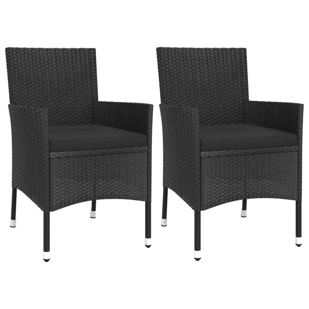 VIDAXL Ensemble De Salle à Manger De Jardin Avec Coussins 3 Pcs Noir
