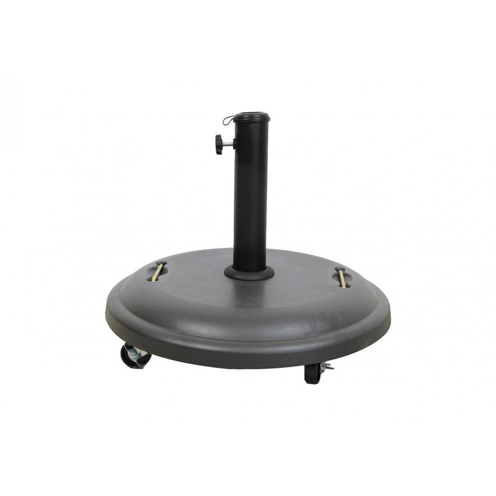  Pied De Parasol Béton Rond 25kg A Roulettes Gris 50x7cm - Mobilier De Jardin