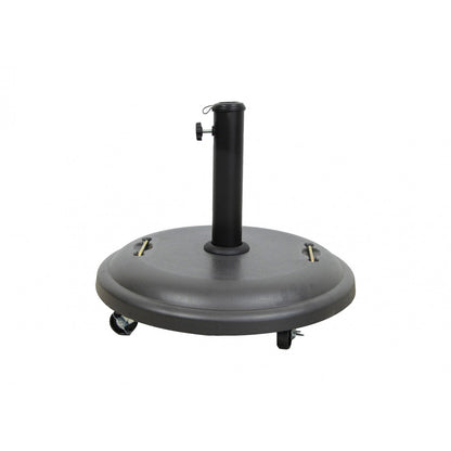  Pied De Parasol Béton Rond 25kg A Roulettes Gris 50x7cm - Mobilier De Jardin