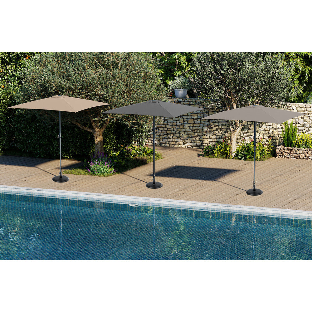  Parasol Rectangulaire Beige 2x3m Aluminium Et Polyester Avec Manivelle - Parasol Droit - Mobilier De Jardin