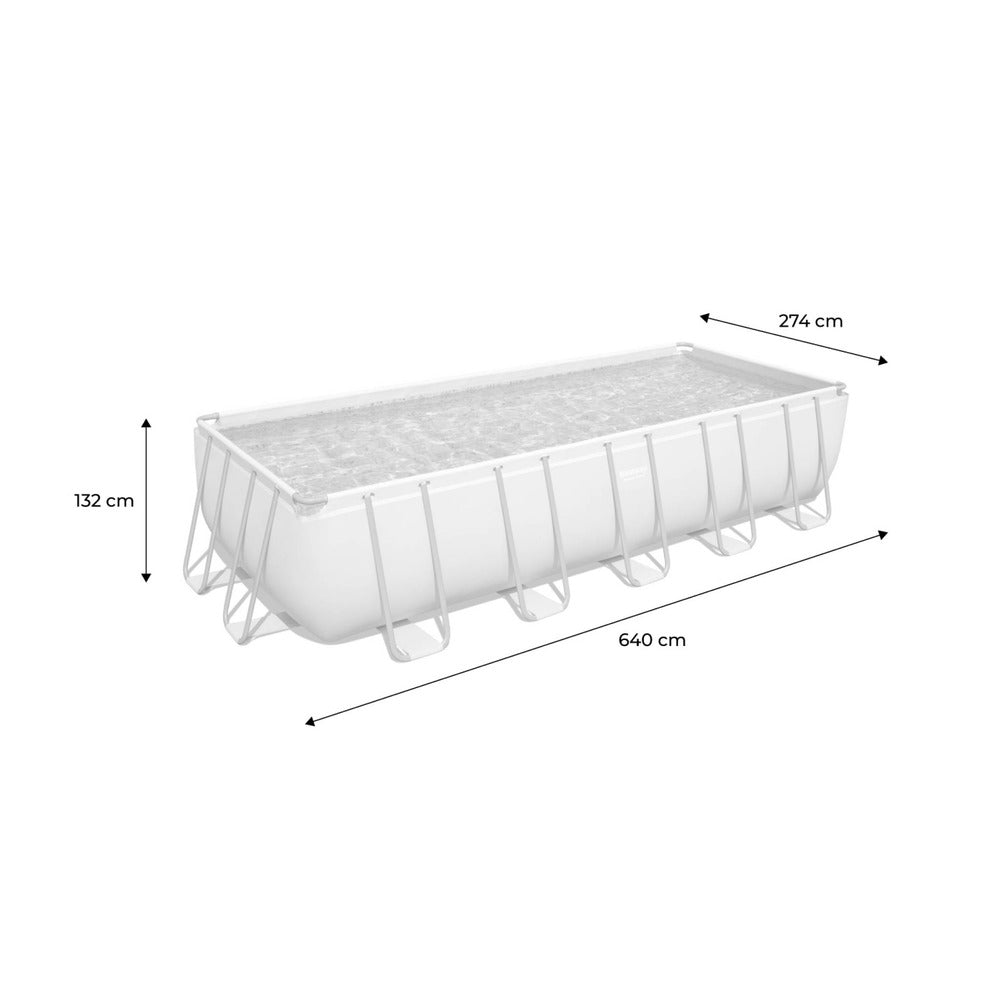  Piscine Tubulaire Hors Sol Vostok Grise Bestway. Rectangulaire 6x3m Avec Bâche De Protection. Filtre. Échelle De Sécurité Et Kit De