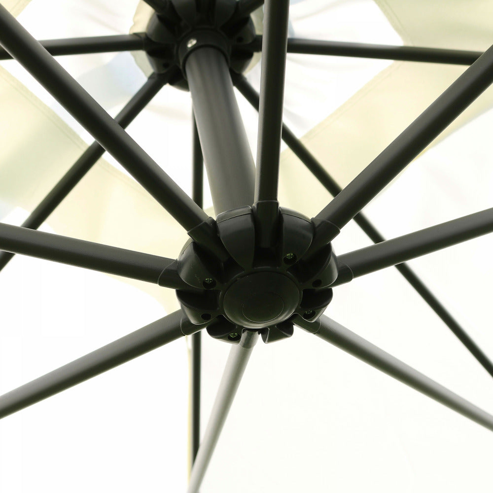  Parasol Déporté 3x3m Et 4 Dalles à Remplir Aluminium Blanc