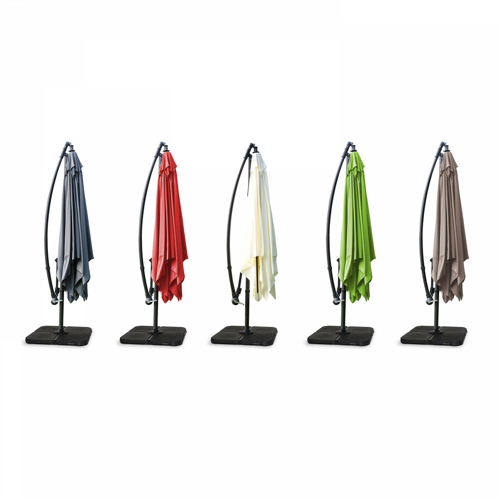  Parasol Déporté 3x3m Et 4 Dalles à Remplir Aluminium Blanc