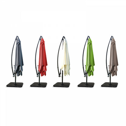  Parasol Déporté 3x3m Et 4 Dalles à Remplir Aluminium Blanc