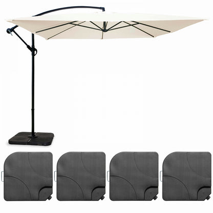  Parasol Déporté 3x3m Et 4 Dalles à Remplir Aluminium Blanc