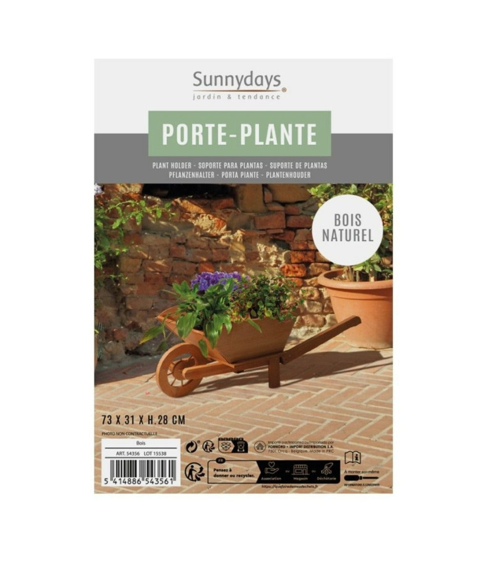  Porte Plantes Brouette Bois Naturel