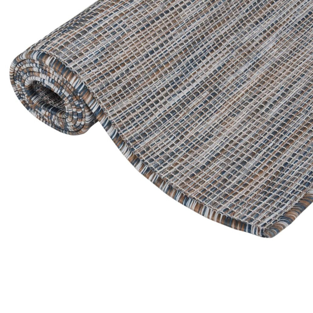 VIDAXL Tapis à Tissage Plat D'extérieur 140x200 Cm Marron Et Noir