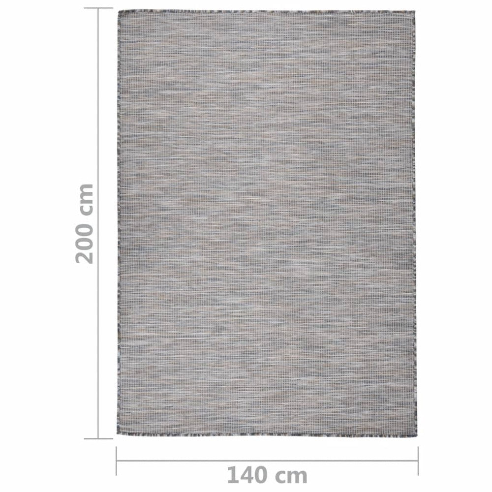 VIDAXL Tapis à Tissage Plat D'extérieur 140x200 Cm Marron Et Noir