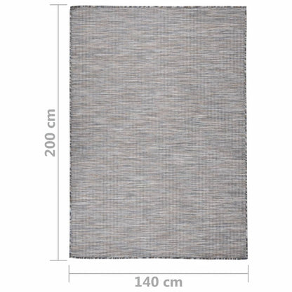 VIDAXL Tapis à Tissage Plat D'extérieur 140x200 Cm Marron Et Noir