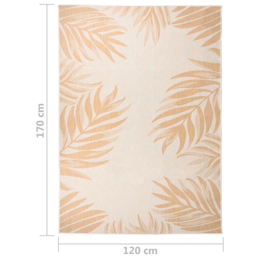 VIDAXL Tapis à Tissage Plat D'extérieur 120x170 Cm Motif De Feuille