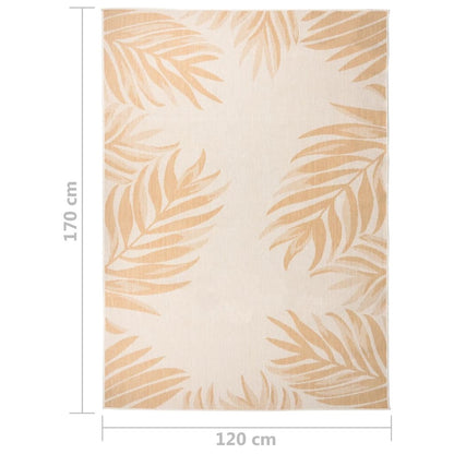 VIDAXL Tapis à Tissage Plat D'extérieur 120x170 Cm Motif De Feuille