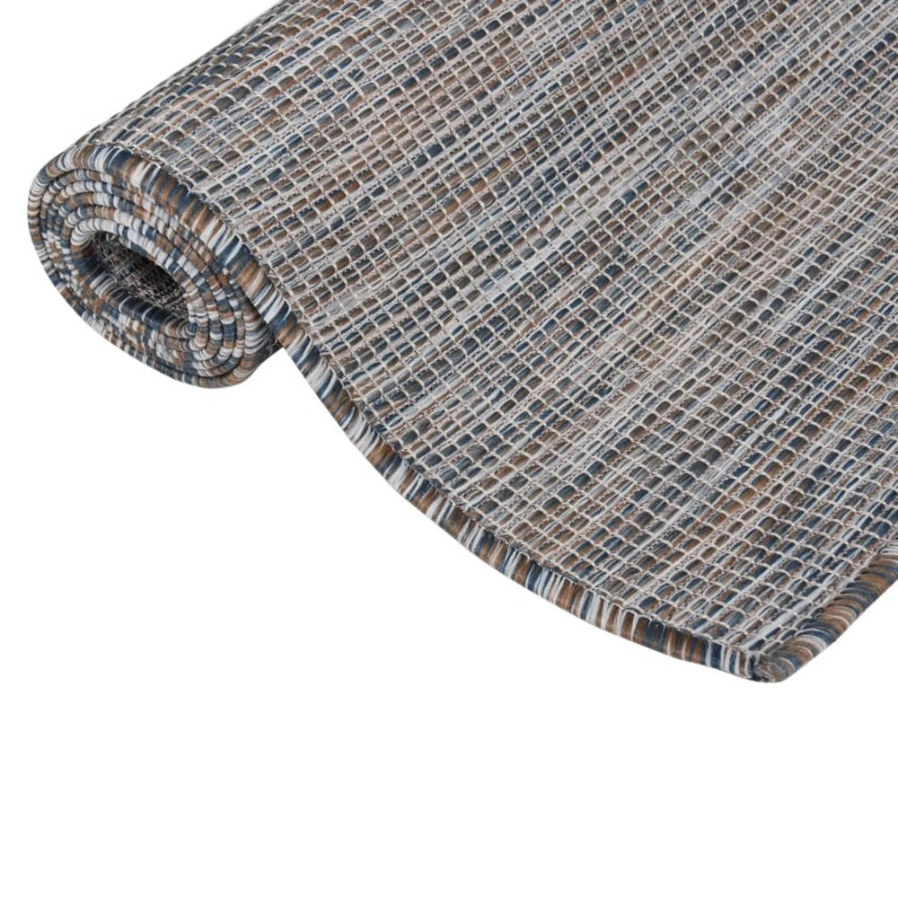 VIDAXL Tapis à Tissage Plat D'extérieur 100x200 Cm Marron Et Noir