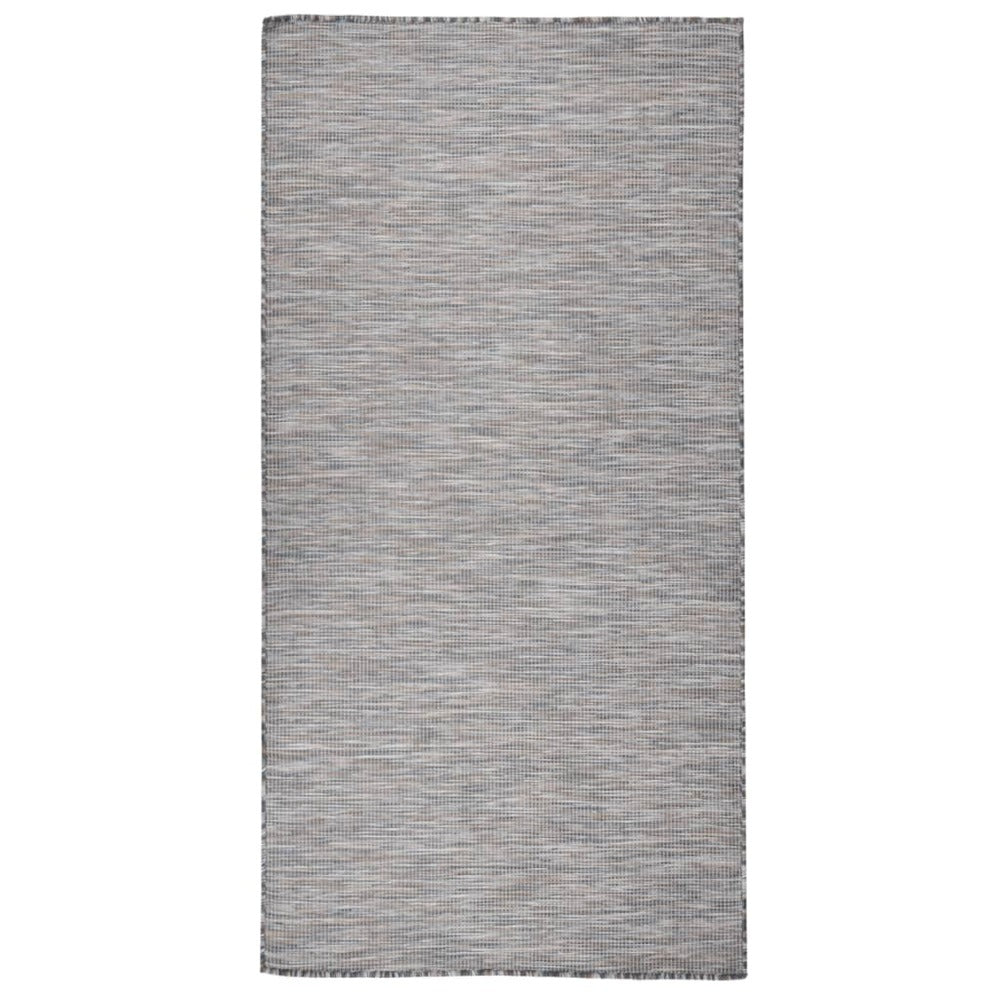 VIDAXL Tapis à Tissage Plat D'extérieur 100x200 Cm Marron Et Noir