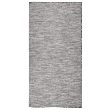 VIDAXL Tapis à Tissage Plat D'extérieur 100x200 Cm Marron Et Noir