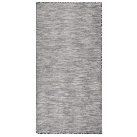 VIDAXL Tapis à Tissage Plat D'extérieur 100x200 Cm Marron Et Noir