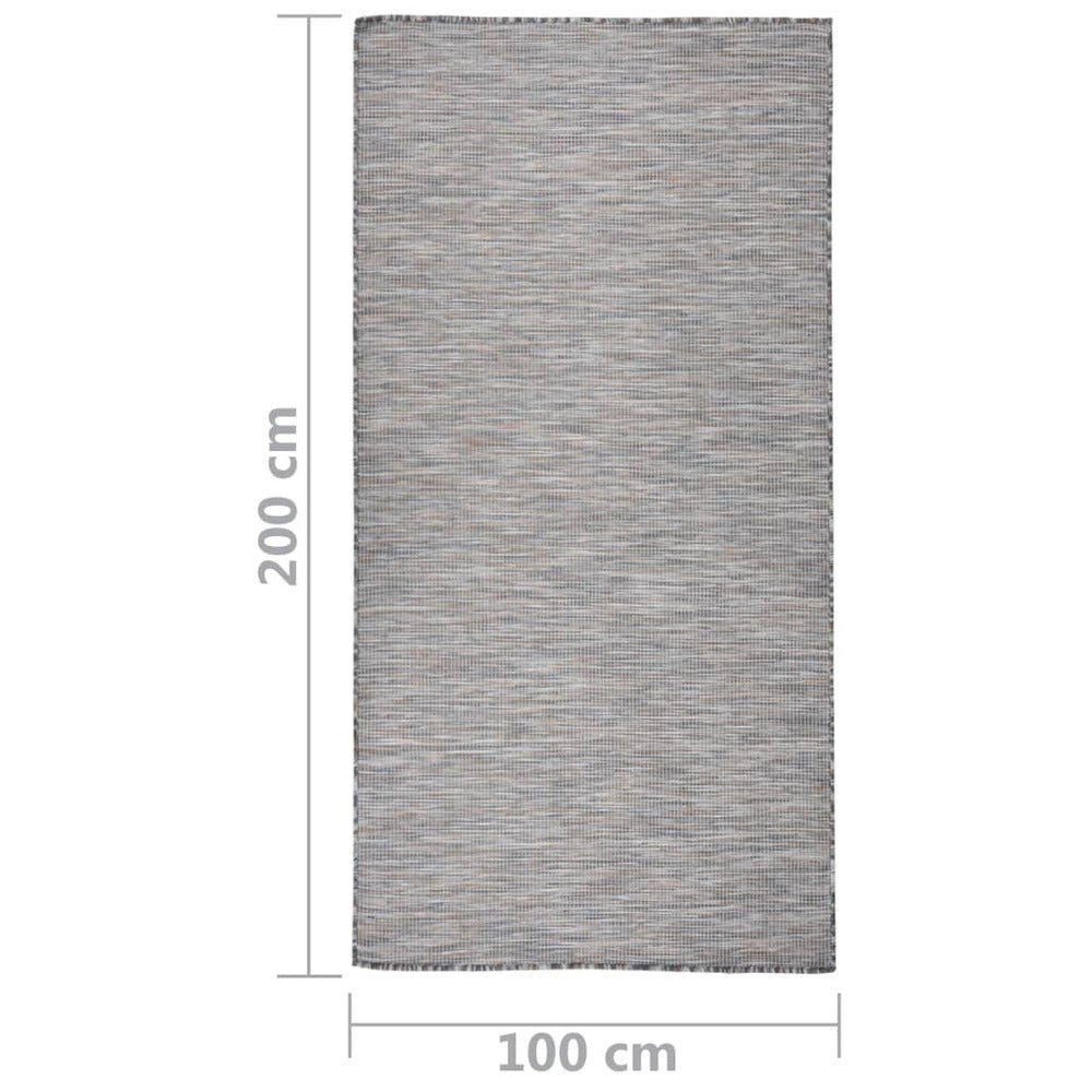 VIDAXL Tapis à Tissage Plat D'extérieur 100x200 Cm Marron Et Noir