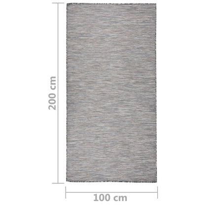 VIDAXL Tapis à Tissage Plat D'extérieur 100x200 Cm Marron Et Noir