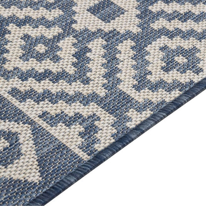 VIDAXL Tapis à Tissage Plat D'extérieur 160x230 Cm Rayures Bleues