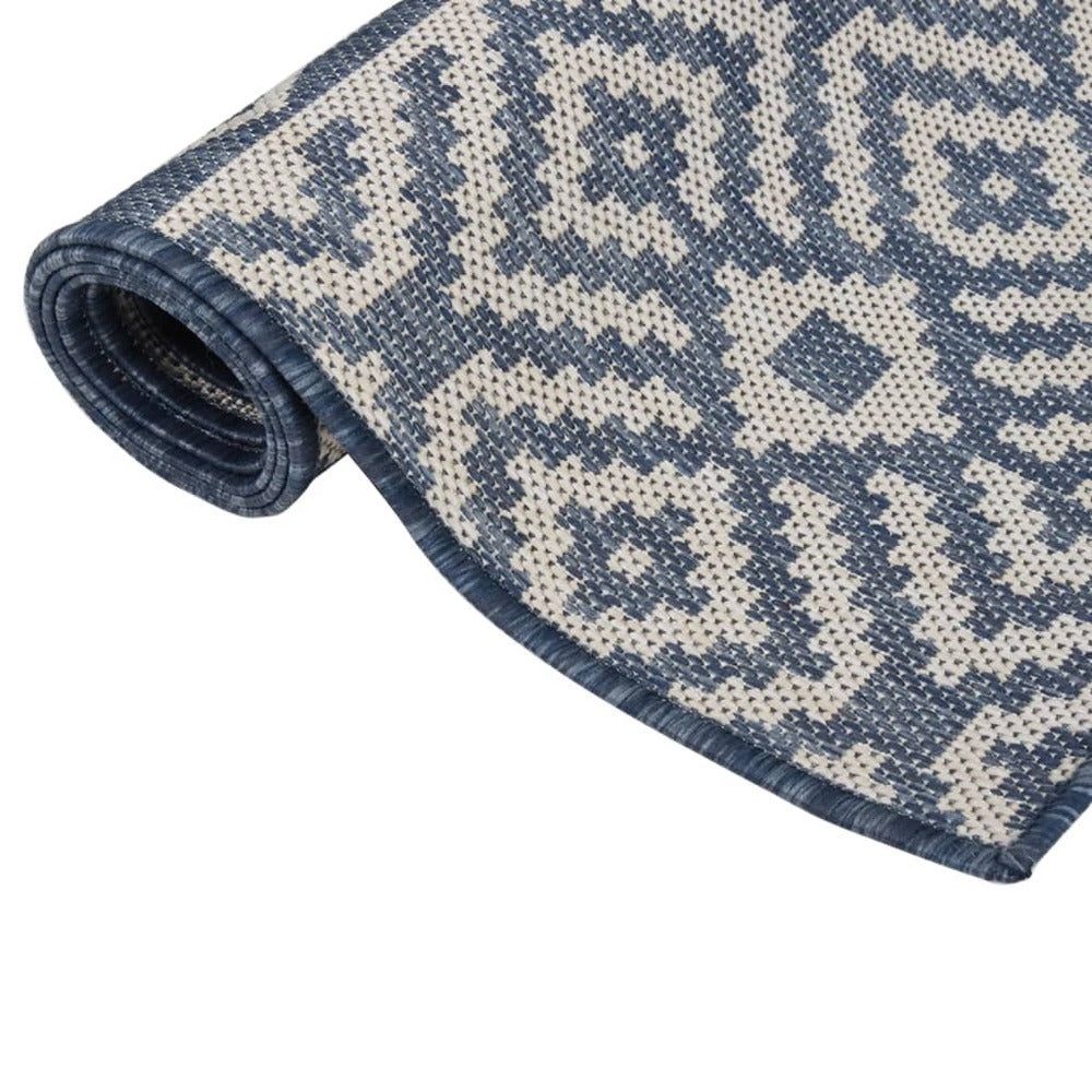 VIDAXL Tapis à Tissage Plat D'extérieur 160x230 Cm Rayures Bleues
