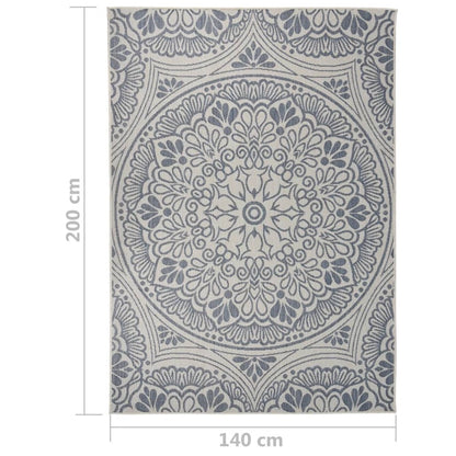VIDAXL Tapis à Tissage Plat D'extérieur 140x200 Cm Motif Bleu