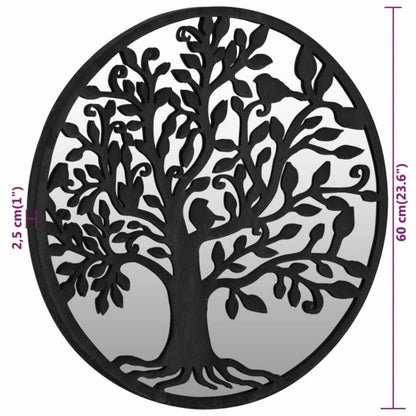 VIDAXL Miroir De Jardin Noir 60x2,5 Cm Fer Rond Utilisation Extérieure