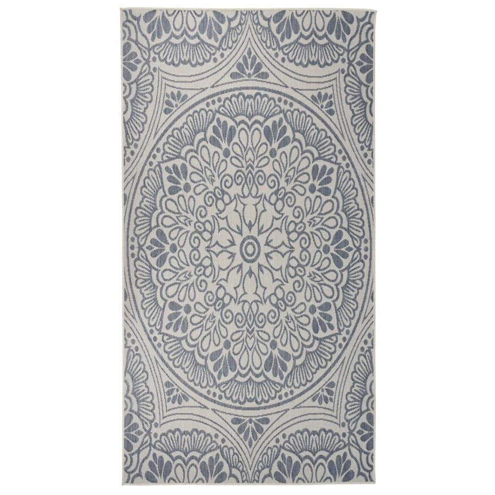 VIDAXL Tapis à Tissage Plat D'extérieur 80x150 Cm Motif Bleu