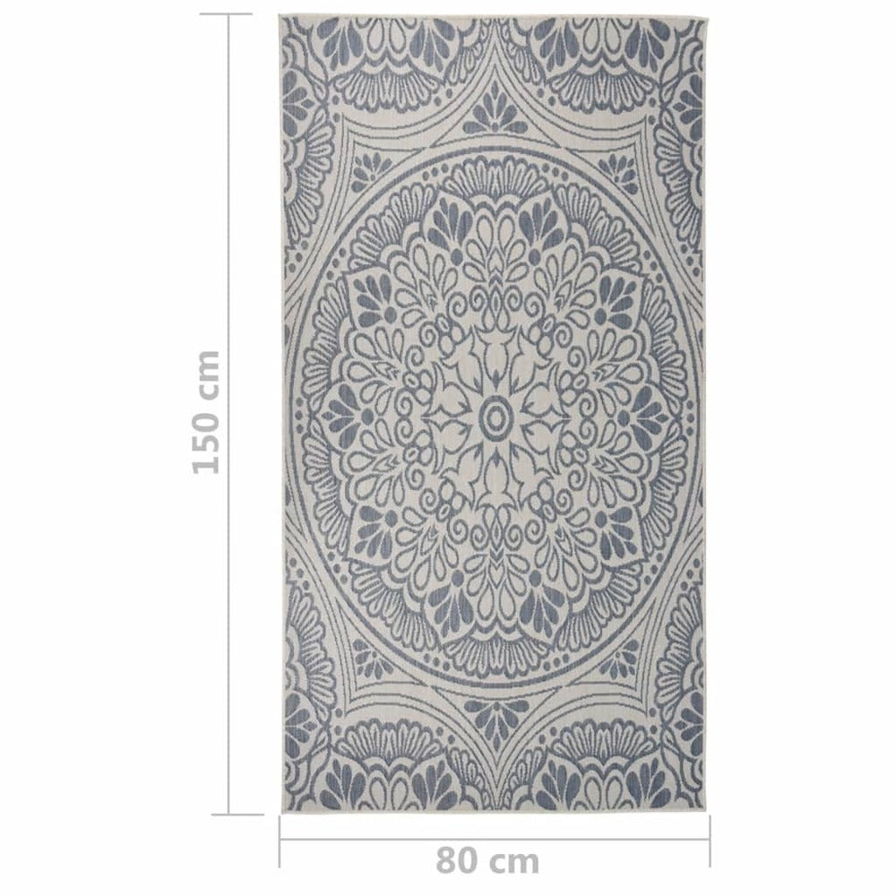 VIDAXL Tapis à Tissage Plat D'extérieur 80x150 Cm Motif Bleu