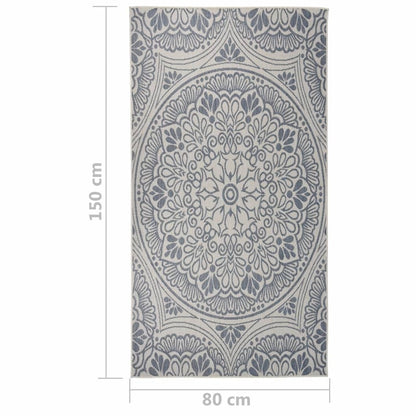 VIDAXL Tapis à Tissage Plat D'extérieur 80x150 Cm Motif Bleu